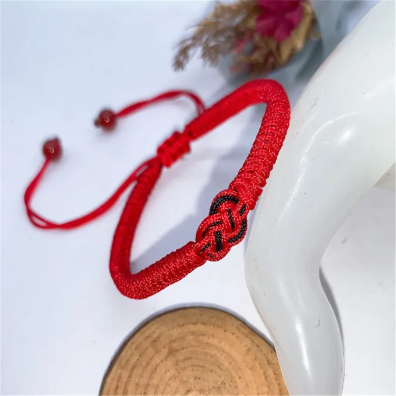 Handmade Cotton Braided Explosive Red Rope Bracelet Hand-Woven Adjustable Double-knot Bracelet For Men And Women