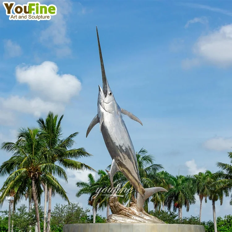 New design stainless steel metal Marlin fish sculpture for sale