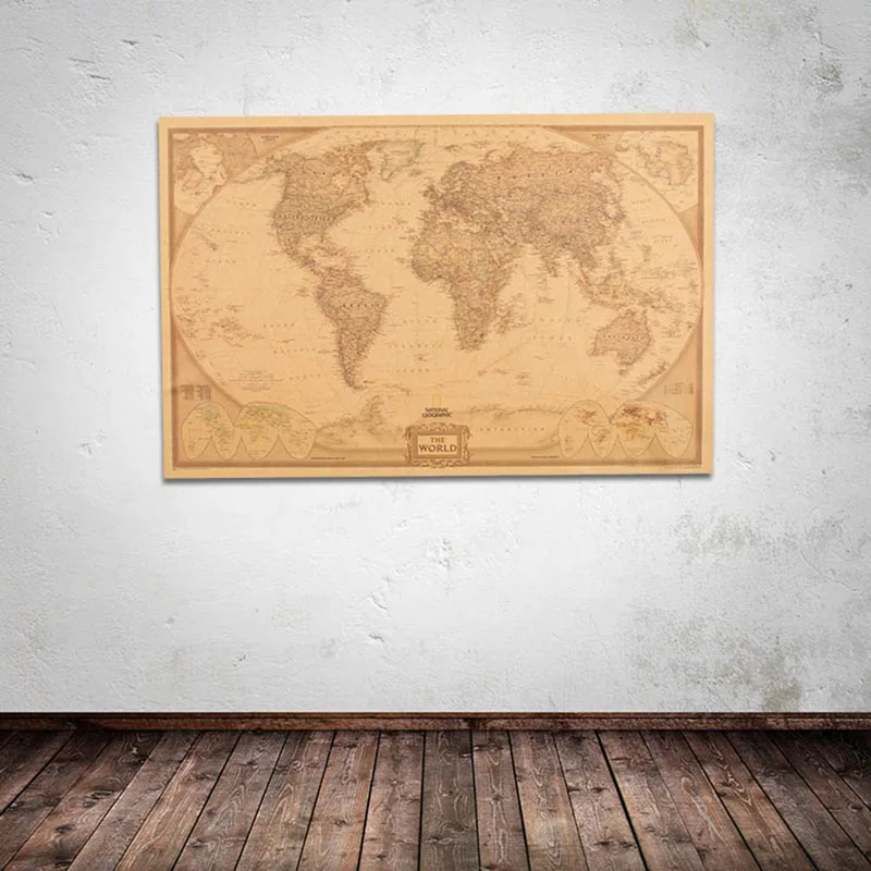 Vintage World Map Home Decoration Antique Poster Wall Chart Retro Paper Matte Kraft Paper Map Of World Bar Cafe Decor 2021
