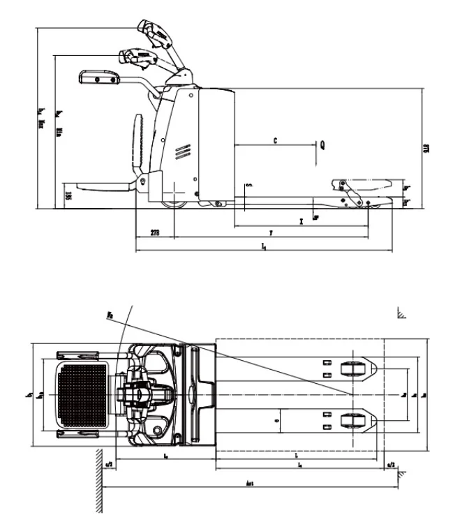 industrial 1.5Ton full battery charger pallet forklift truck straddle narrow fork small electric pallet truck
