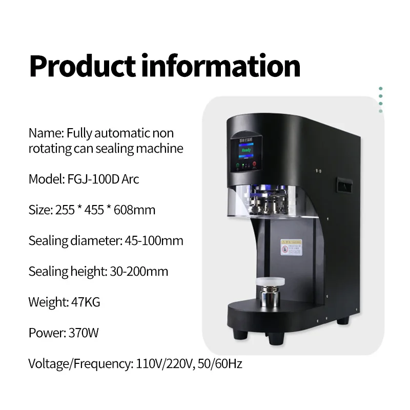 CE High Speed Automatic 250ml/330ml/500ml Beer Jar Seamer Cups Lids Non-Rotating Close Sealing Arc Aluminum Can Sealing Machine