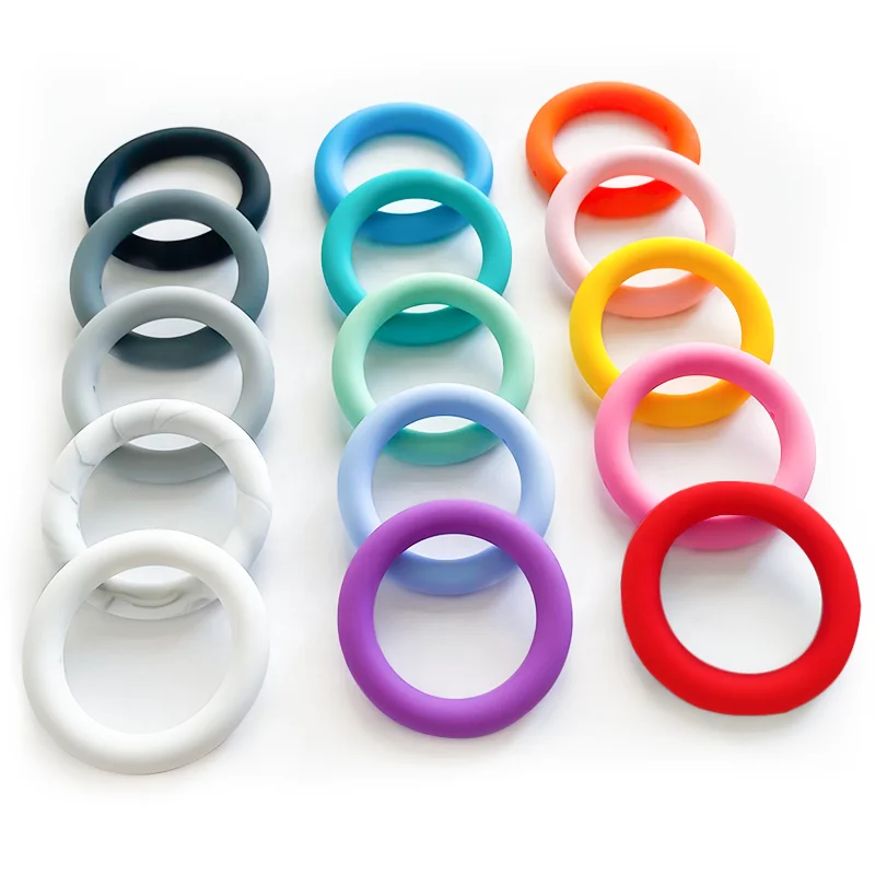 Wholesale Silicone Colored Teething Beads For Jewelry DIY Baby Beads 65mm Silicone Teething Ring For Diy Jewelry accessories