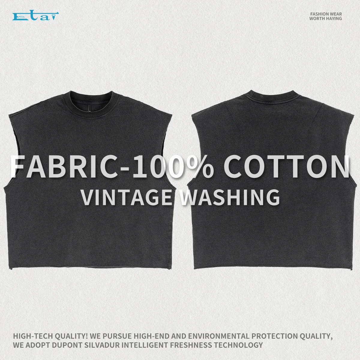 high quality heavyweight wash cropp vest custom black cropped boxy fit sleeveless tank top tee shirts