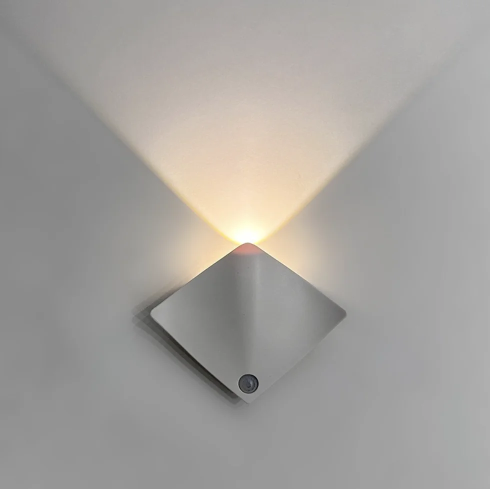 Modern Design LED Smart Motion Sensor Light Multifunctional Devil Rays White Wall Mounted USB Rechargeable ABS Residential