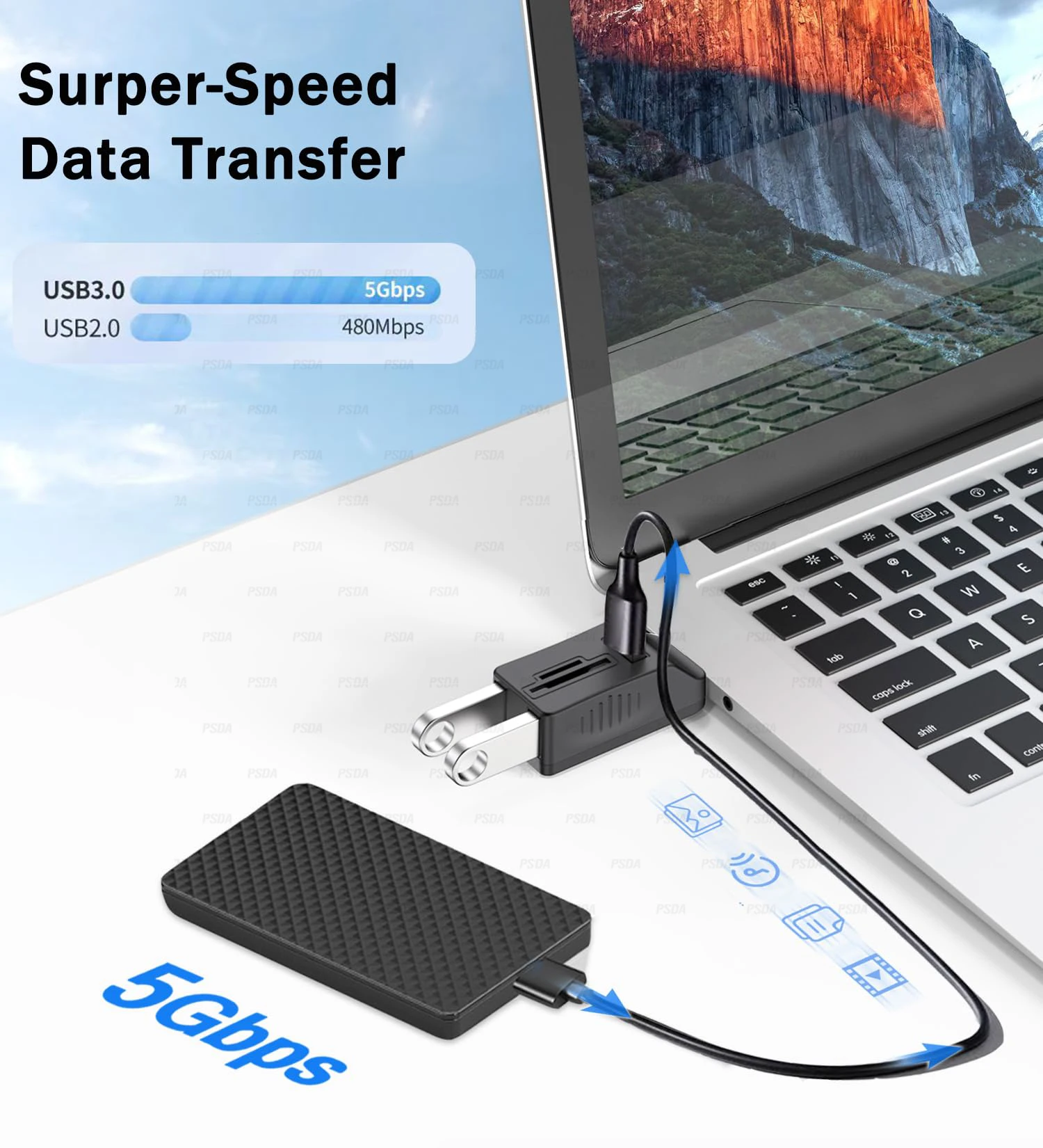 EONLINE OEM LOGO 6IN1  USB 3.0/2.0 Hub Card Reader USB Extender Adapter with Memory SD/TF CardReader Ports USB Splitter