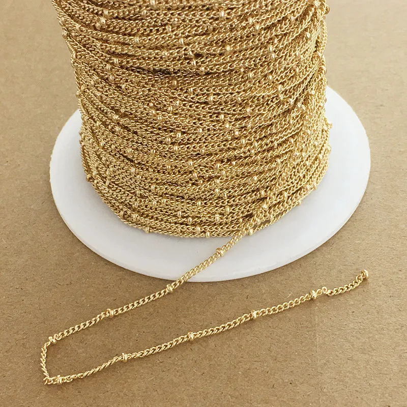 14k Gold Plated Fashion Original Bead Link Chains Roll for Jewelry Making