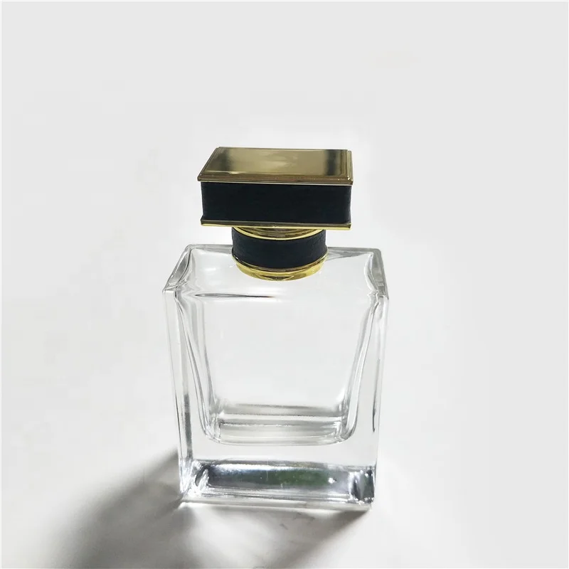 Customize Design Male Female Dubai 100ml  Square Empty Clear Glass Perfume Bottle