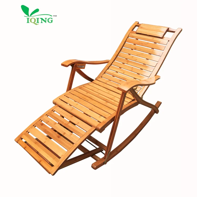 YIQING High Quality Armchair Lounging Rocker Deck Relaxing Recliner Lounger Seat Indoor Outdoor Antique Bamboo Rocking Chair