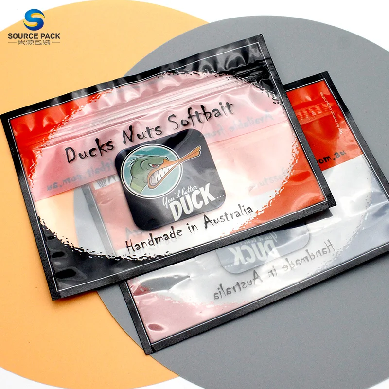 Wholesale Customized Fishing Worm Bait Fishing Bait Packing Fishing Lure Worm Bait Zipper Bags With Clear Window