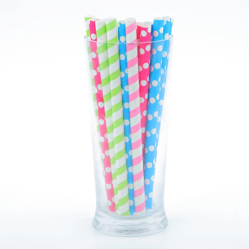 6mm fsc standard full colors printing 25pcs/100pcs packing Paper drinking straws