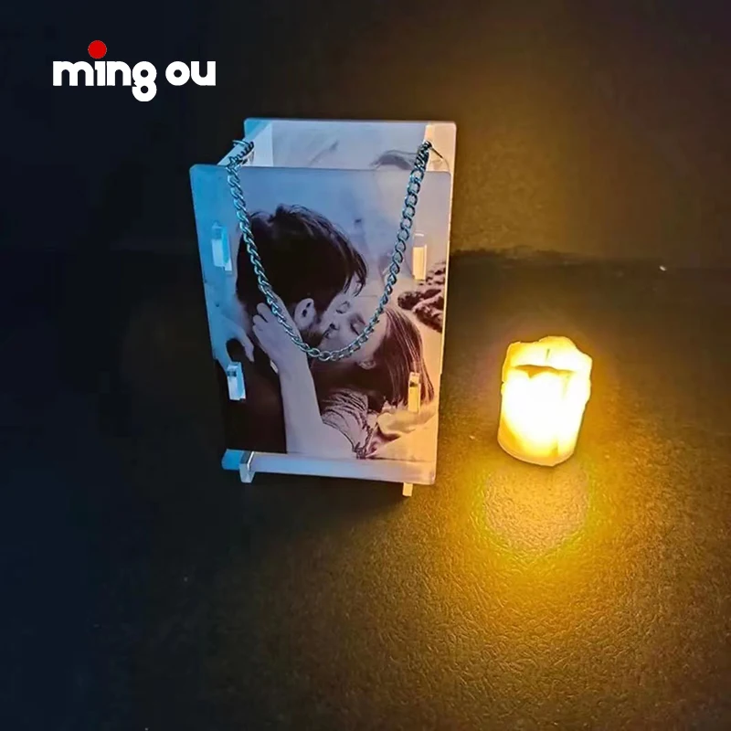 LED candle and chain Sublimation Acrylic lantern(include LED candle and chain, no battery, suitable battery is LR1130)