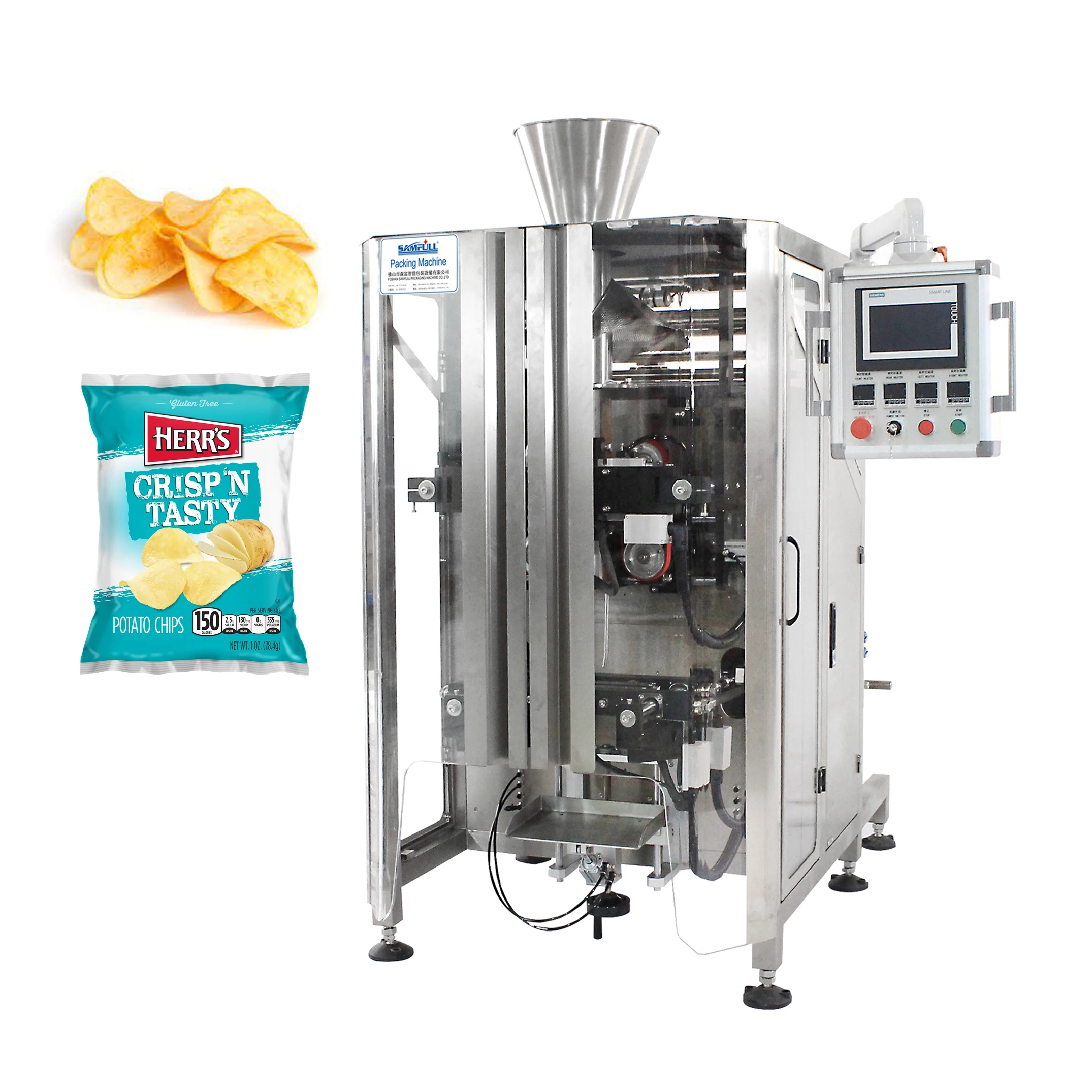 Automatic vffs weighing snack chips filling and packaging machine potato chips packing machine