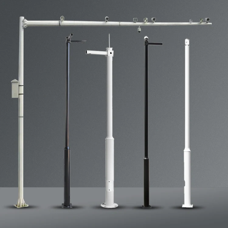 6m 8m 10m Q235 Single Arm Traffic and Telescopic cctv Camera Mast Steel Pole for monitoring