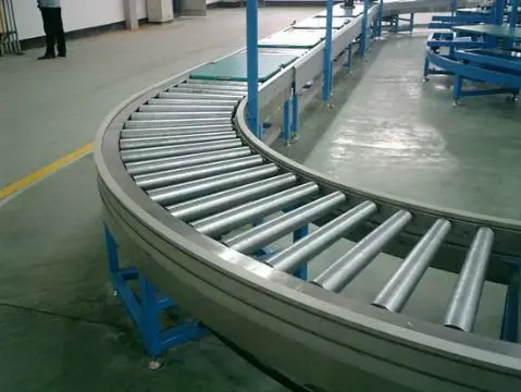 mild steel structure curved roller conveyor in 90 degree 180 degree
