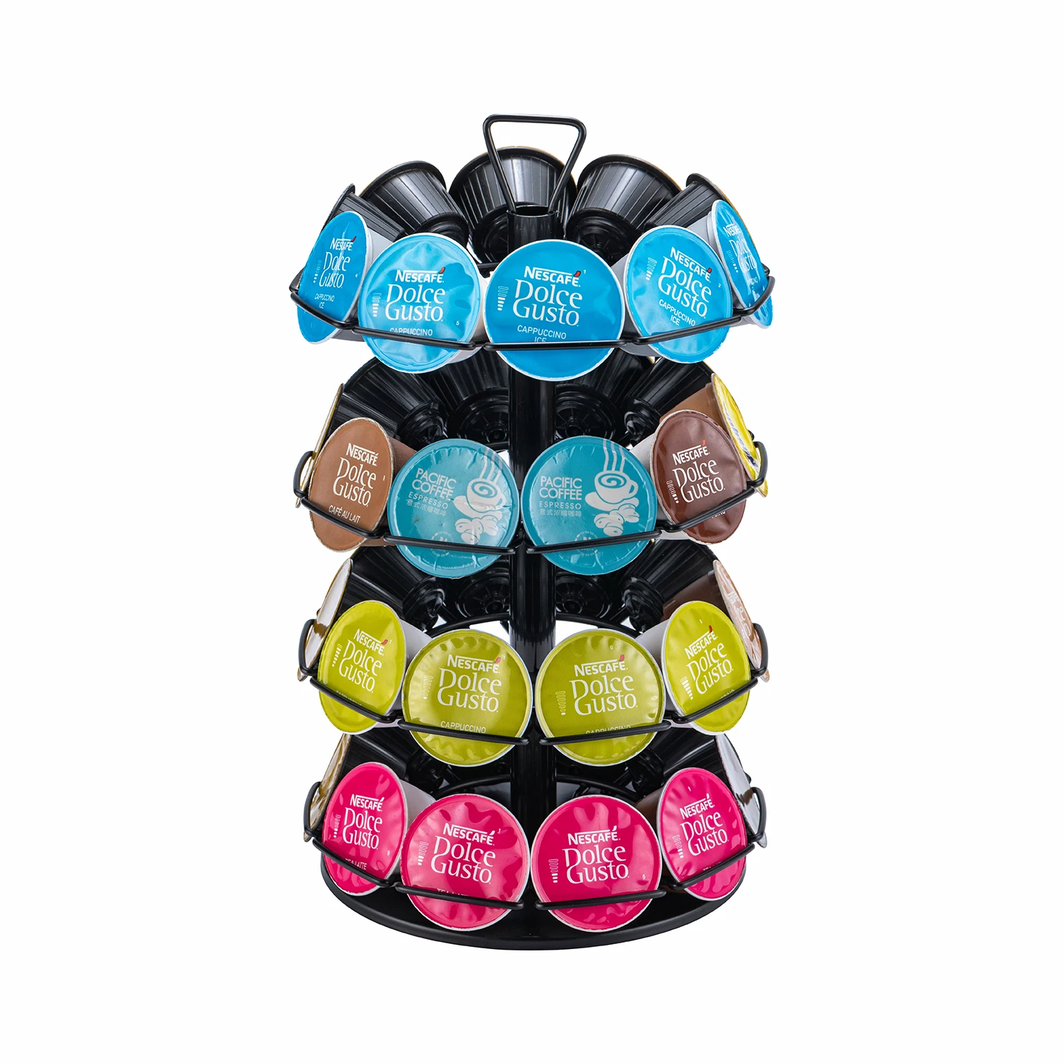 Dolce Gusto Coffee Pod Capsule Holder 40 Pods Metal Carousel Organizer Rack Silver for Convenient Storage