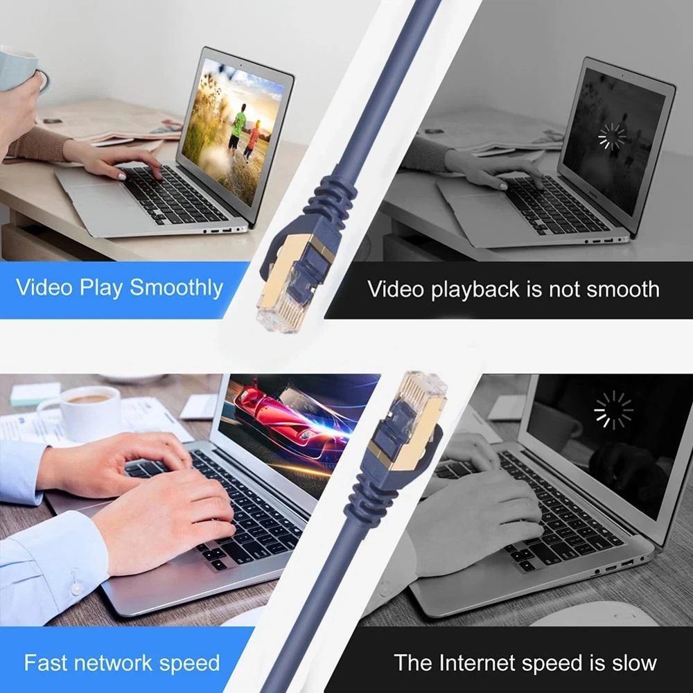 22 AWG Double Shielded Twisted Pair Copper Conductor Cat8 cat 8  SFTP Network Ethernet Cable For High Speed Data Center