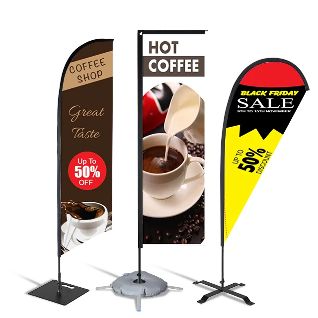 Marketing Promotional waterproof Feather Flying Flags outdoor Custom Advertising Beach Flags kit