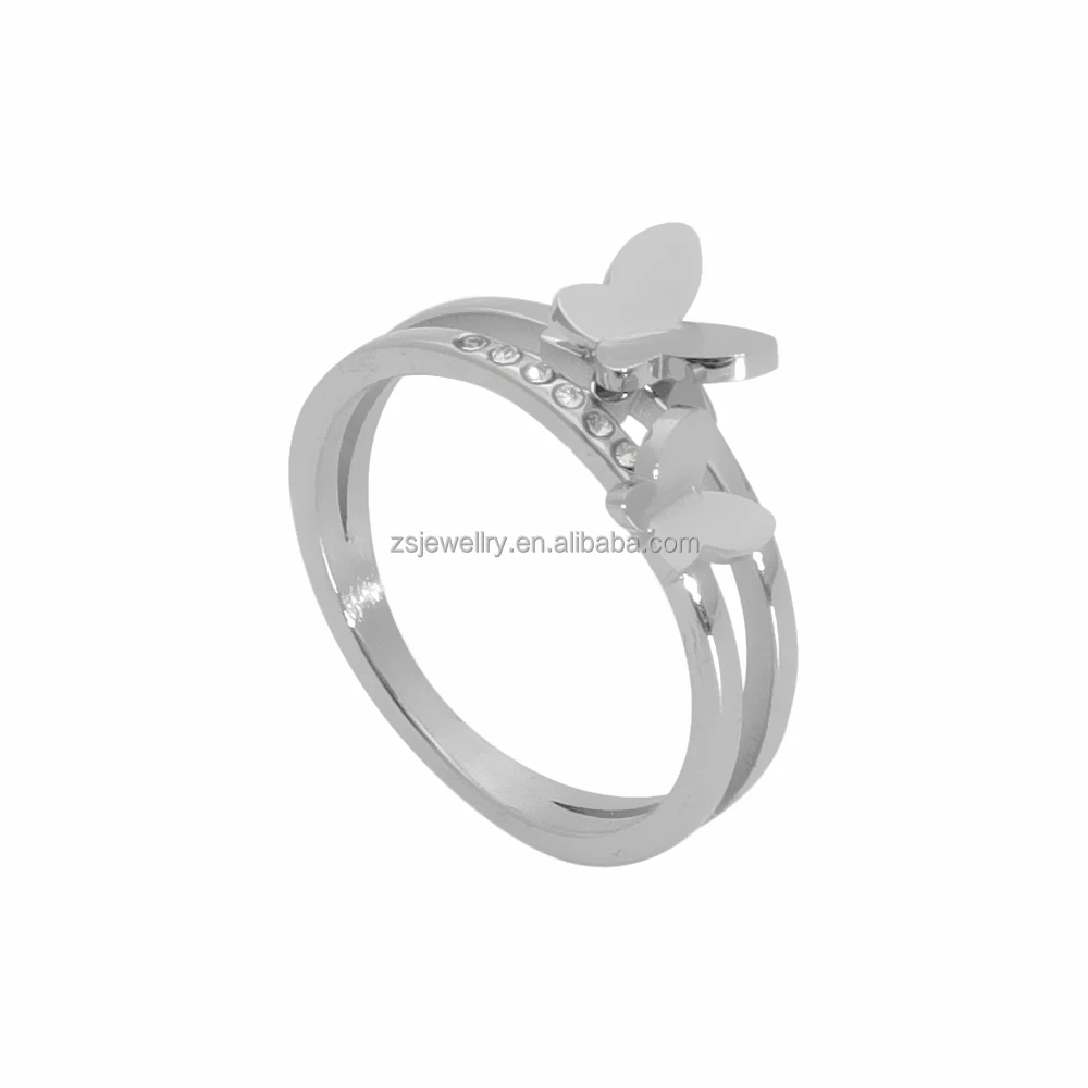 Clover Design Stainless Steel Jh Women Girl Fashion Custom Zircon Flower Diamond Gold Plated Ring