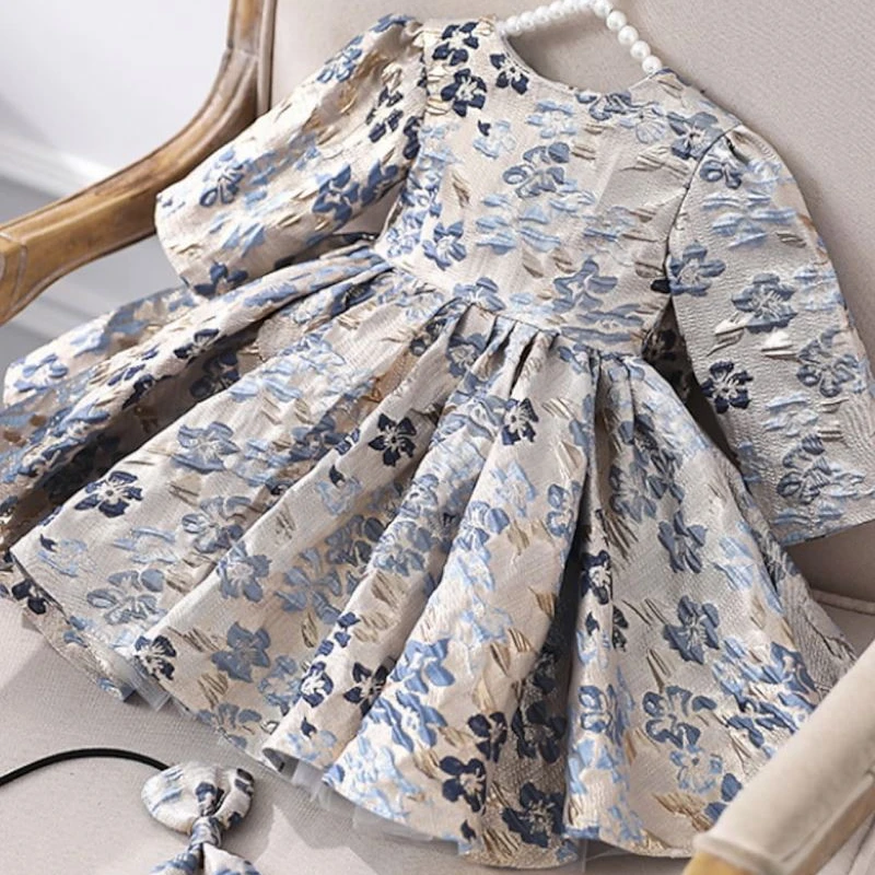 Wedding Birthday Girl Dresses For 3-8 Years Elegant Party Sequins Tutu Christening Gown Kids Children Formal Pageant Clothes
