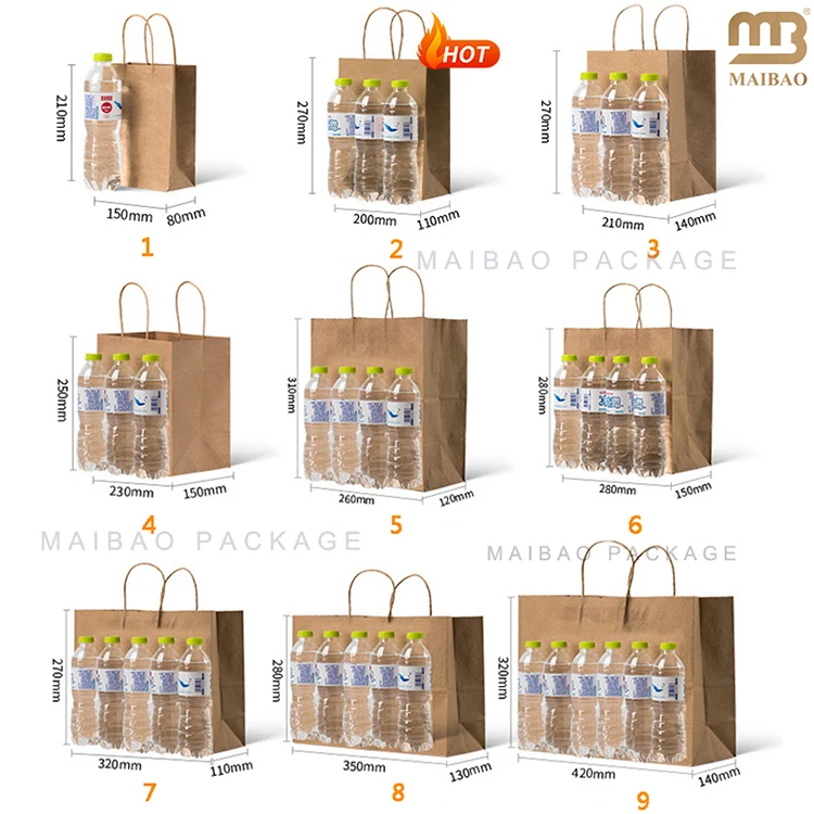 Eco Friendly Kraft Brown Bolsas De Papel Shopping Packaging Bag Custom Printed Birthday Party Thank You Wedding Gift Paper Bags