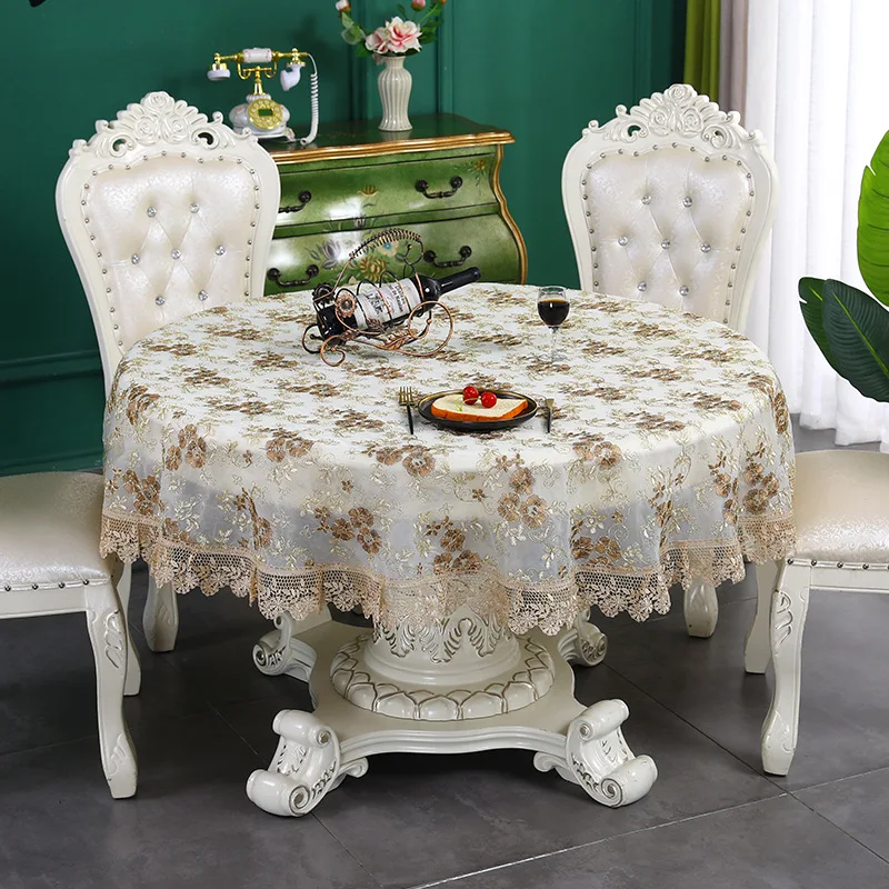 Wholesale Hotel Luxury Jacquard Weave Table Cover Cloth Fabric Embroidered Round Tablecloth China Supplier