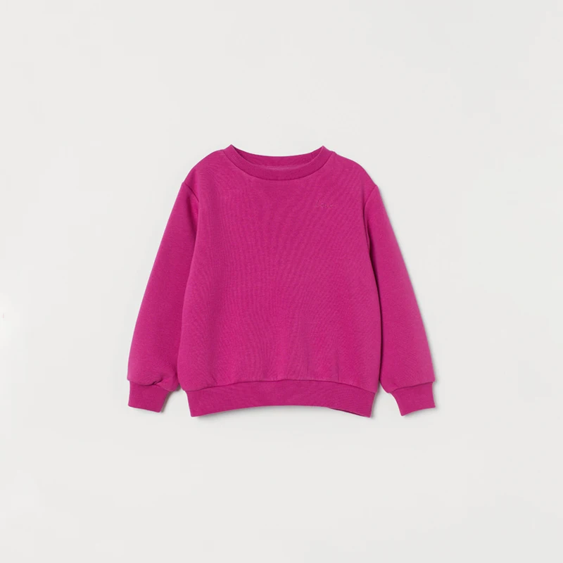 
2020 winter Custom logo solid color pullover girl baby kids fleece sweatshirt 