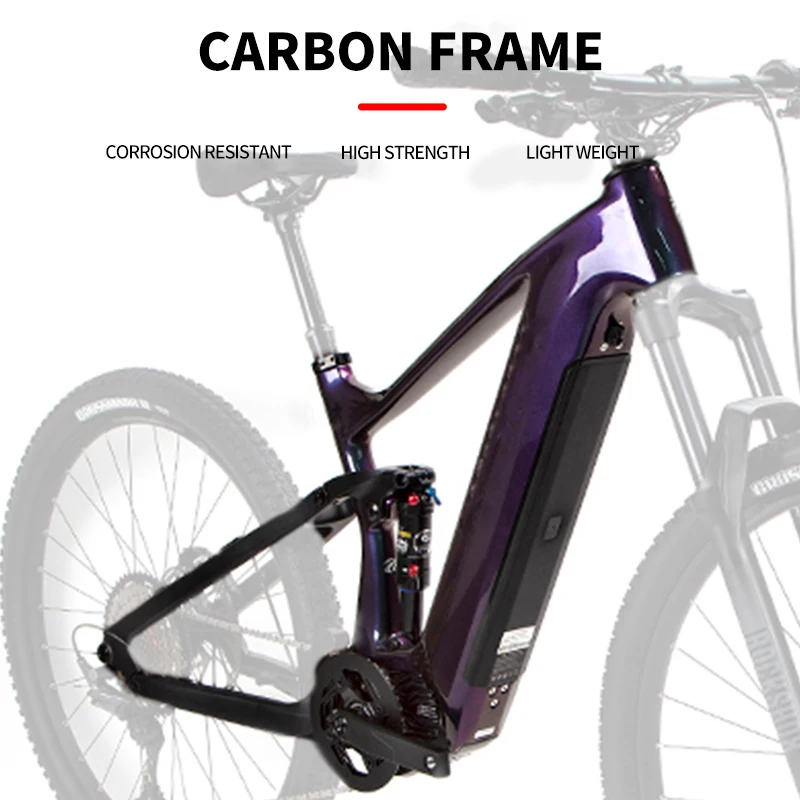 OEM M510 M600 Bafang Mid Drive Motor Carbon Electric Mountain Bike Full Suspension Ebike Frame Kit With Battery