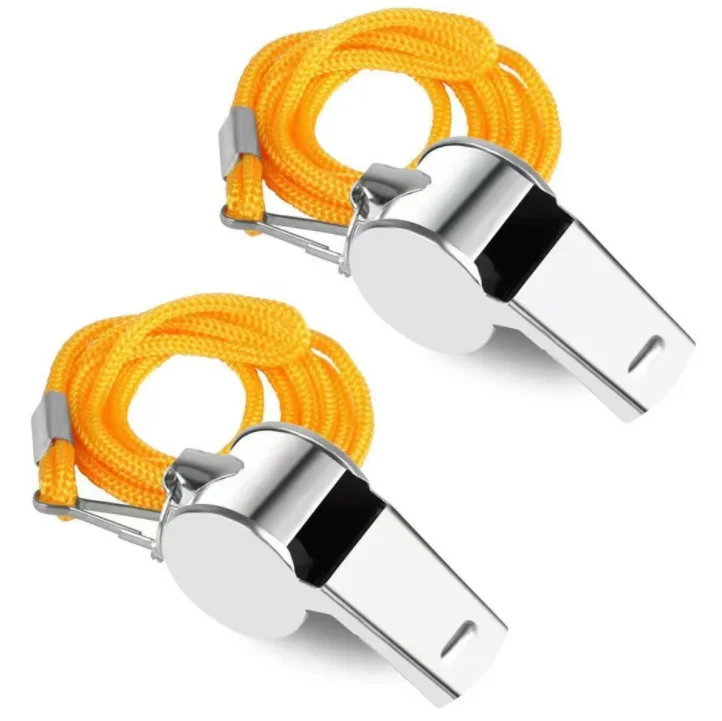 Outdoor Sports Whistle With Lanyard Loud Sound Metal Football Referee Training Whistles For Wholesale