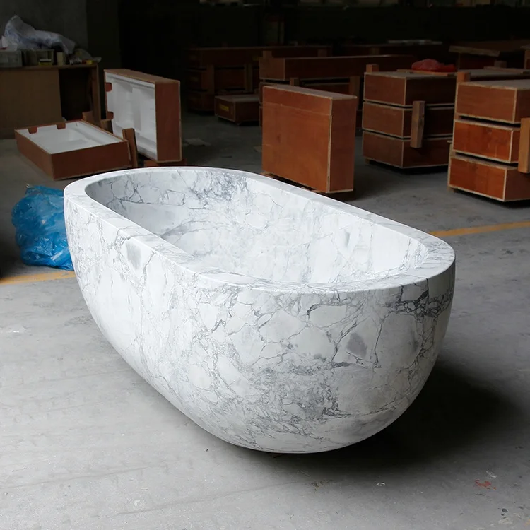 Stand Alone Large Natural Stone Bathtub Soaking Marble Wholesale Bath Tub Free Standing For Sale