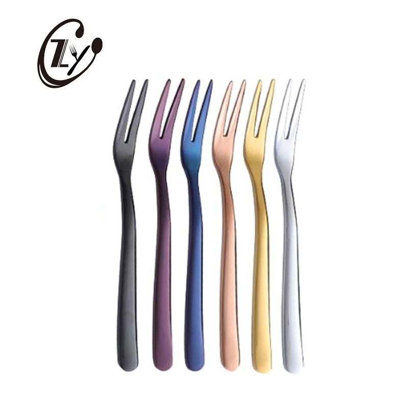 Hot Sale Mirror Polish Colorful Mini Small Stainless Steel Fruit Cake Fork