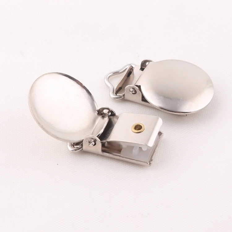 factory supply round shape metal suspender pacifier clip for garment accessories