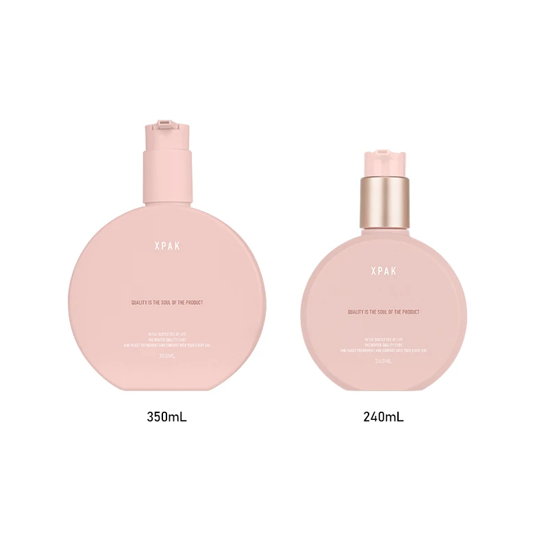 Customized 240/350ml PETG body oil bottle plastic shampoo lotion pump bottle packaging shower gel bottle