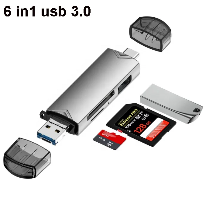 6 в 1 usb 3 0 считыватель карт памяти OTG адаптер для телефона компьютера Mini Multi USB3.0 Type C SD TF Card Reader
