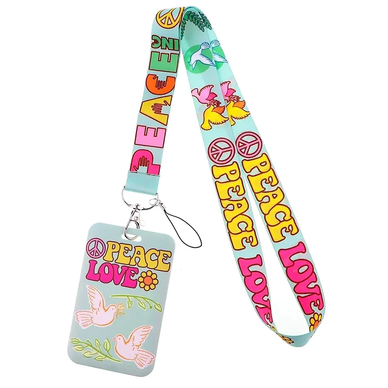 factory hot sale custom printed nylon or polyester kawaii keychain card holder with lanyard