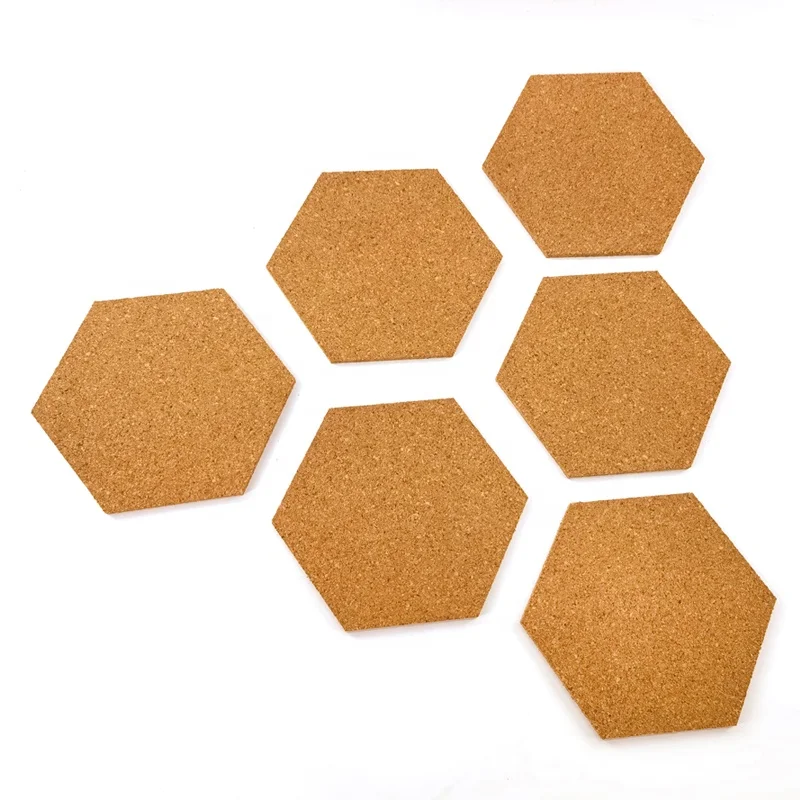 custom 10 pack Full Sticky Back Self-Adhesive Hexagon Cork Board for decoration Bulletin Message Cork Sheet Tiles Board