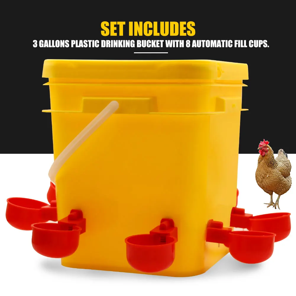 Poultry Automatic Plastic 10L Drinker and Feeder Barrel Chicken Water  Bucket