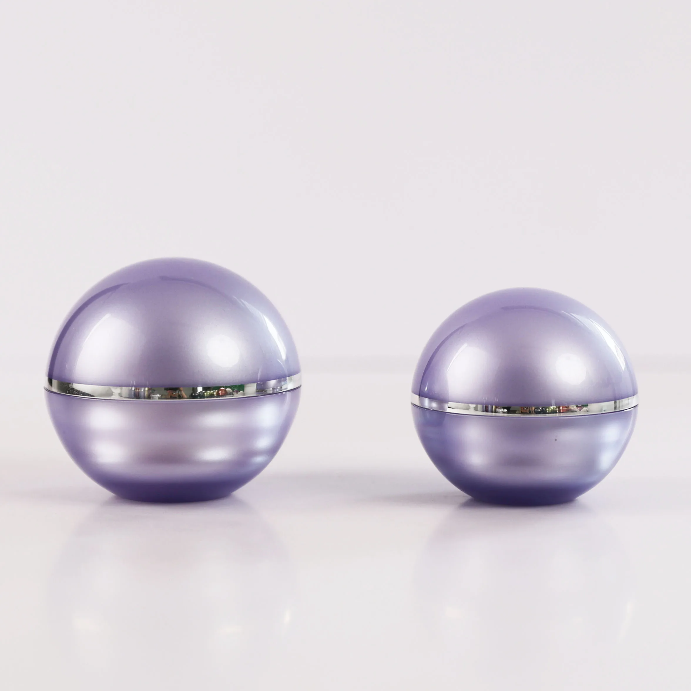 Luxury Purple Double Wall Cosmetic Containers Ball Shape 5g15g30g50g80g Spherical Acrylic Cream Jar
