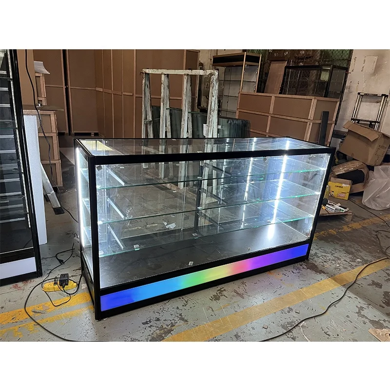 Smoke shop Display Counter 6 Feet Display Cabinets with LED Light Luxury Glass Display Showcase for Jewelry Shop Hot Sales