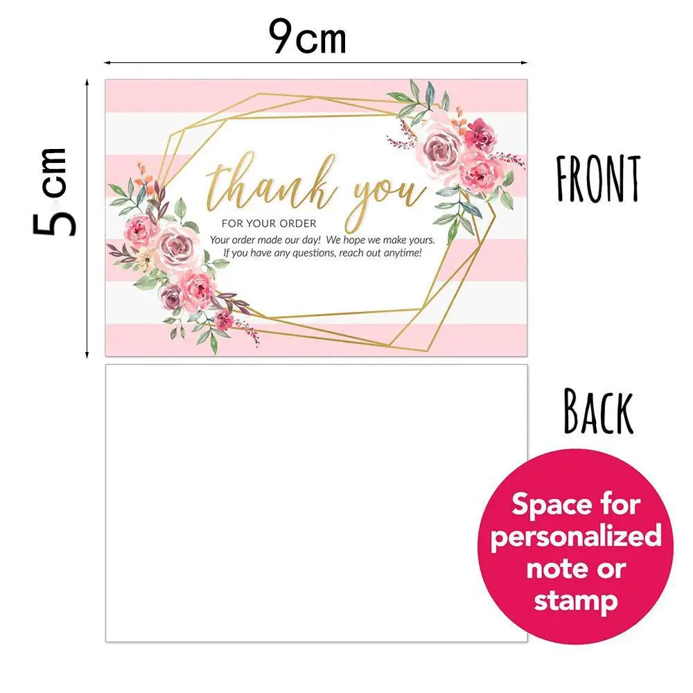 Low MOQ High quality Luxury custom rose gold foil logo 50pcs/bag business cards thank you card