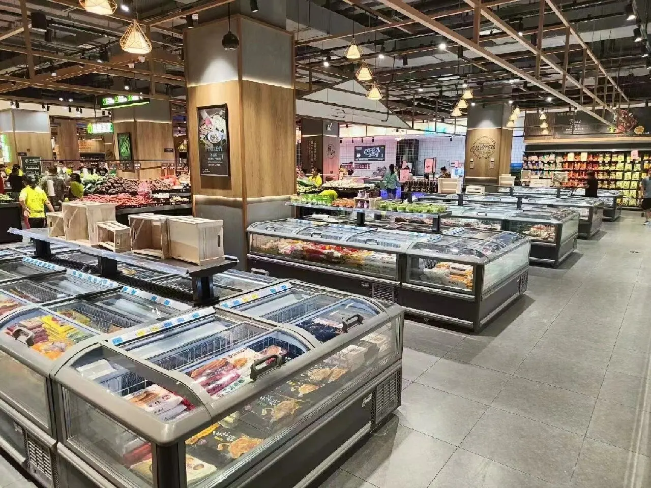 Professional customized Commercial Island Cabinet Supermarket Horizontal Combination Island Cabinet Large Capacity Refrigerator