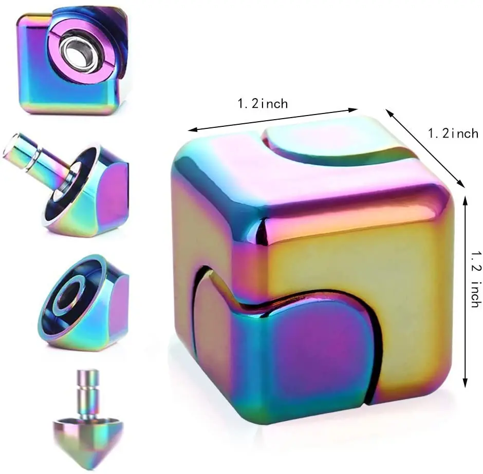 Colourful Rainbow Metal Alloy Hand Fidget Spinner Toys Hobbies Kids Fidget Spinner Toy Cube