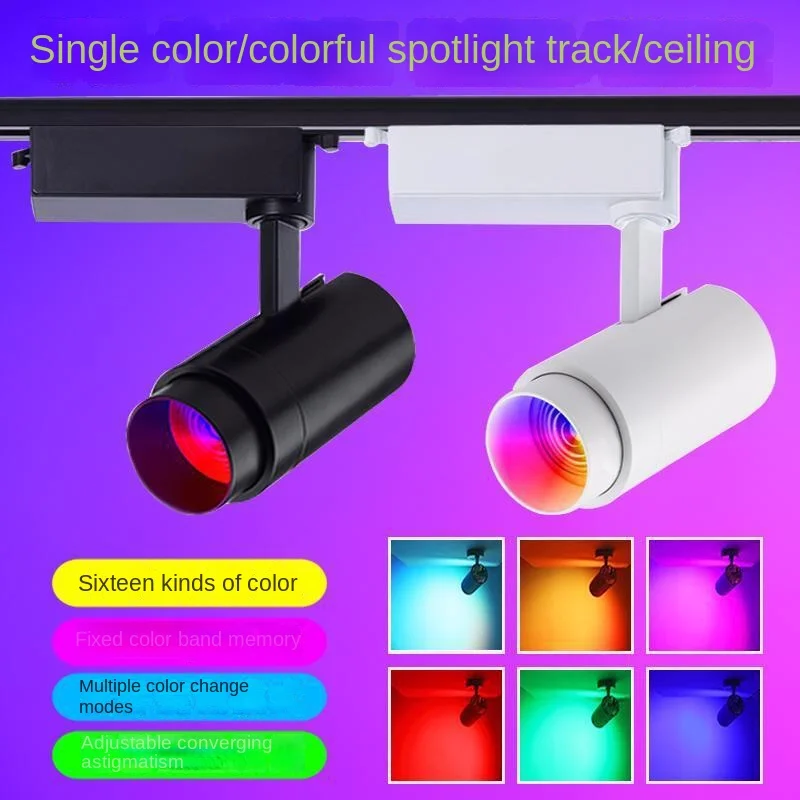IP65 18W 30W rgb colour track light smart home lighting rail system compatible with alexa and google wifi dimmable cob Spotlight
