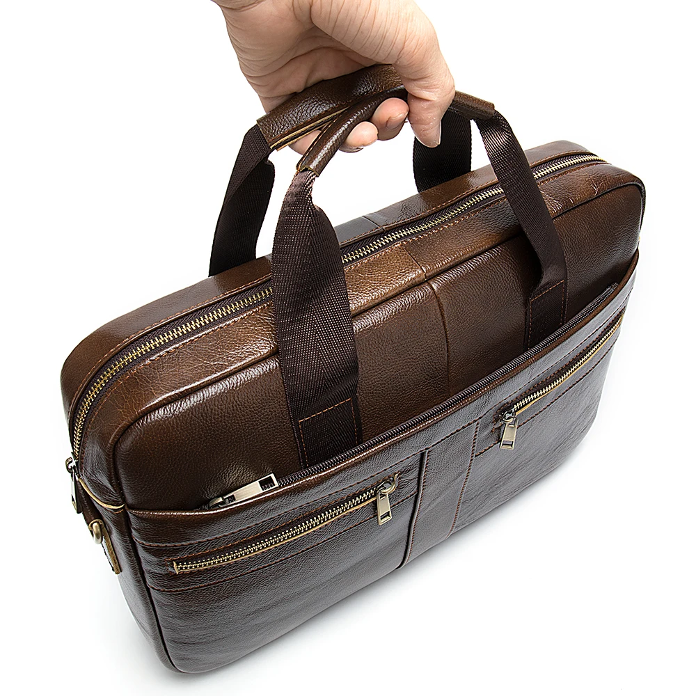 2021 Wholesale Genuine Leather Briefcase Fashionable Men Leather Business Laptop Bag