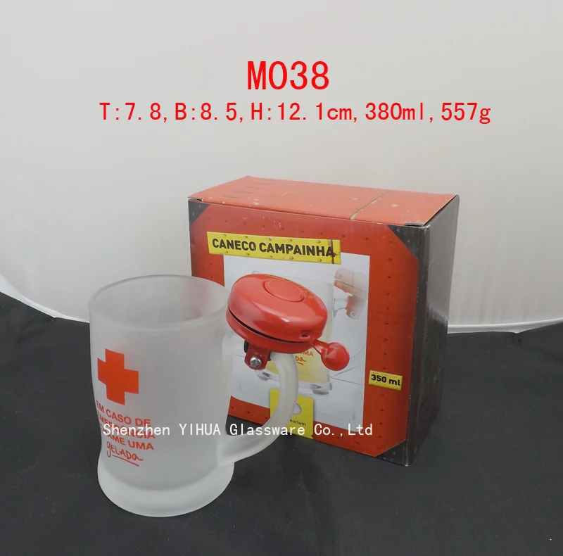 Classic 13oz high quality frosted beer glass mugs with handle beer steins and soft drinks glass cup