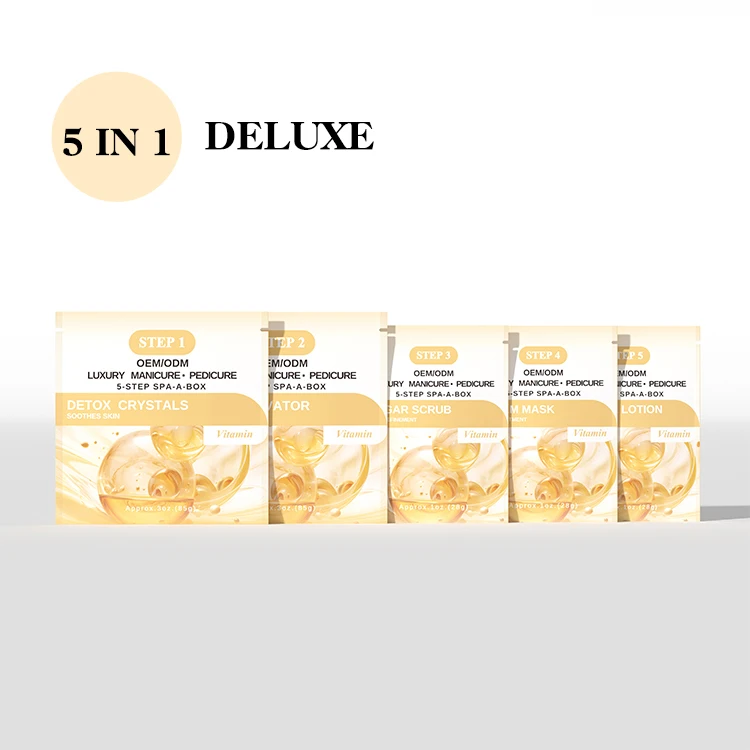 Private Label Spa Pedicure Kit Deluxe Foot Skin Care Set 5 Steps To Achieve Silky Smooth Feet At Home