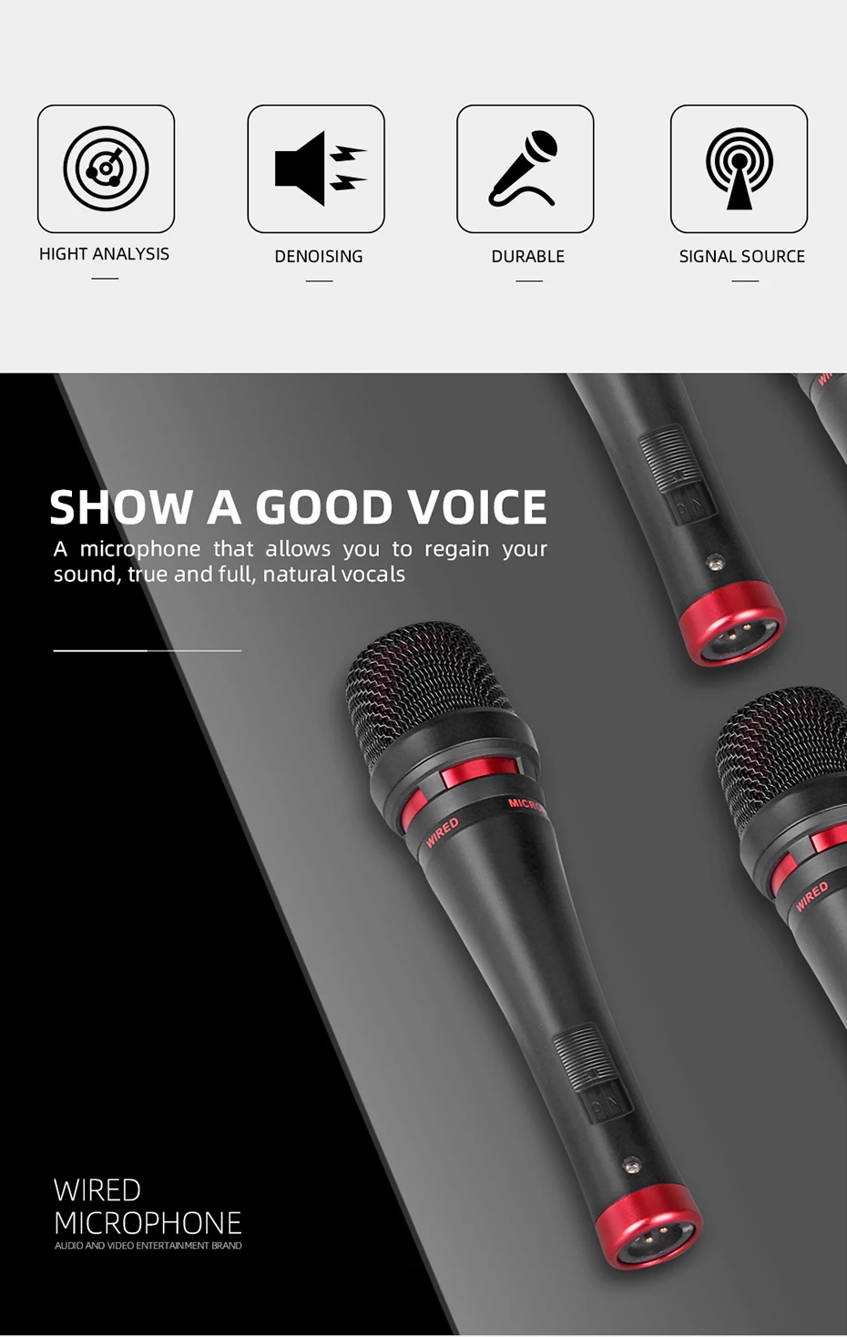 Wired Vocal Dynamic Microphone for High Quality Professional DJ Cardioid Mic Karaoke KTV Stage Show Church