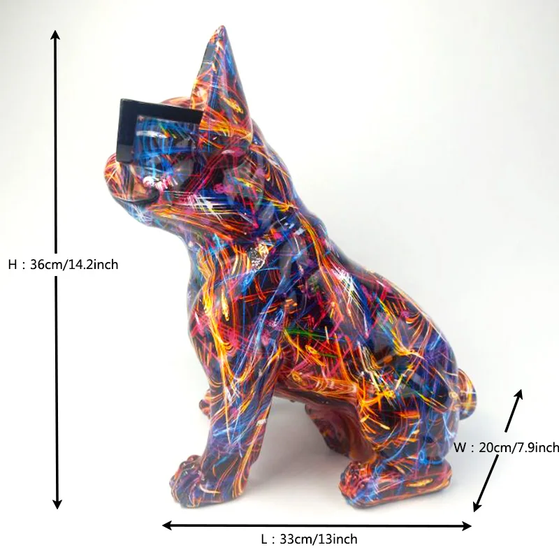Nordic Modern Home Decor Crafts French Bulldog Statue Graffiti Bulldog Sculpture
