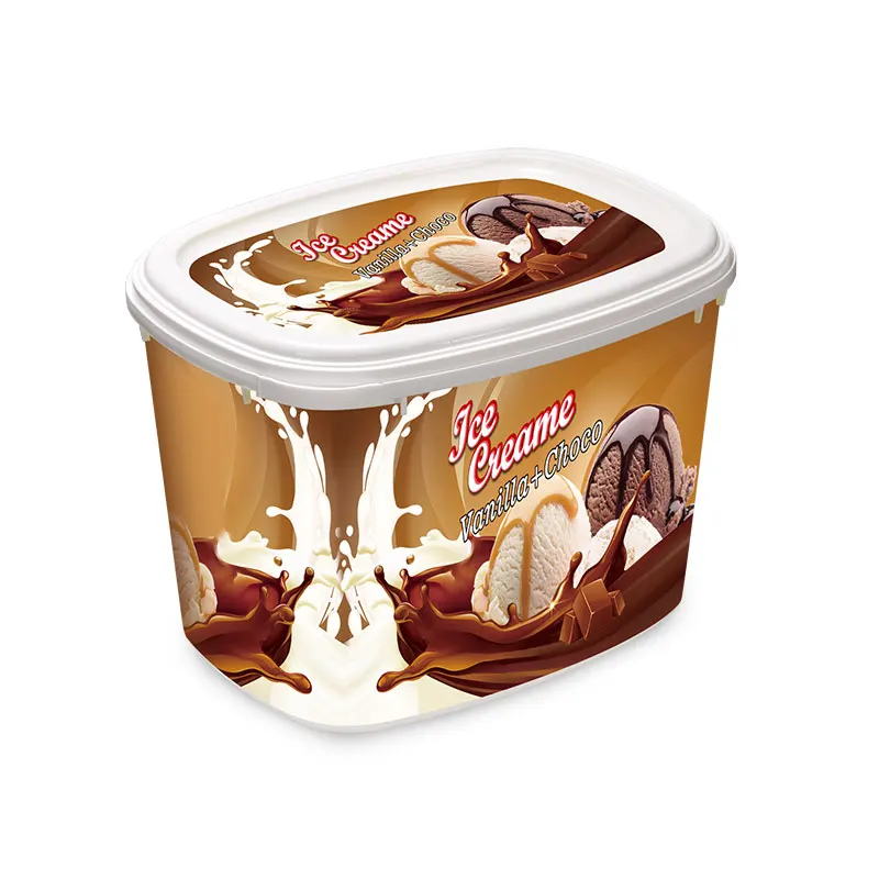Hight quality  cheap IML packaging for ice cream 2L oval disposable plastic ice cream container certificated ice cream pp tub