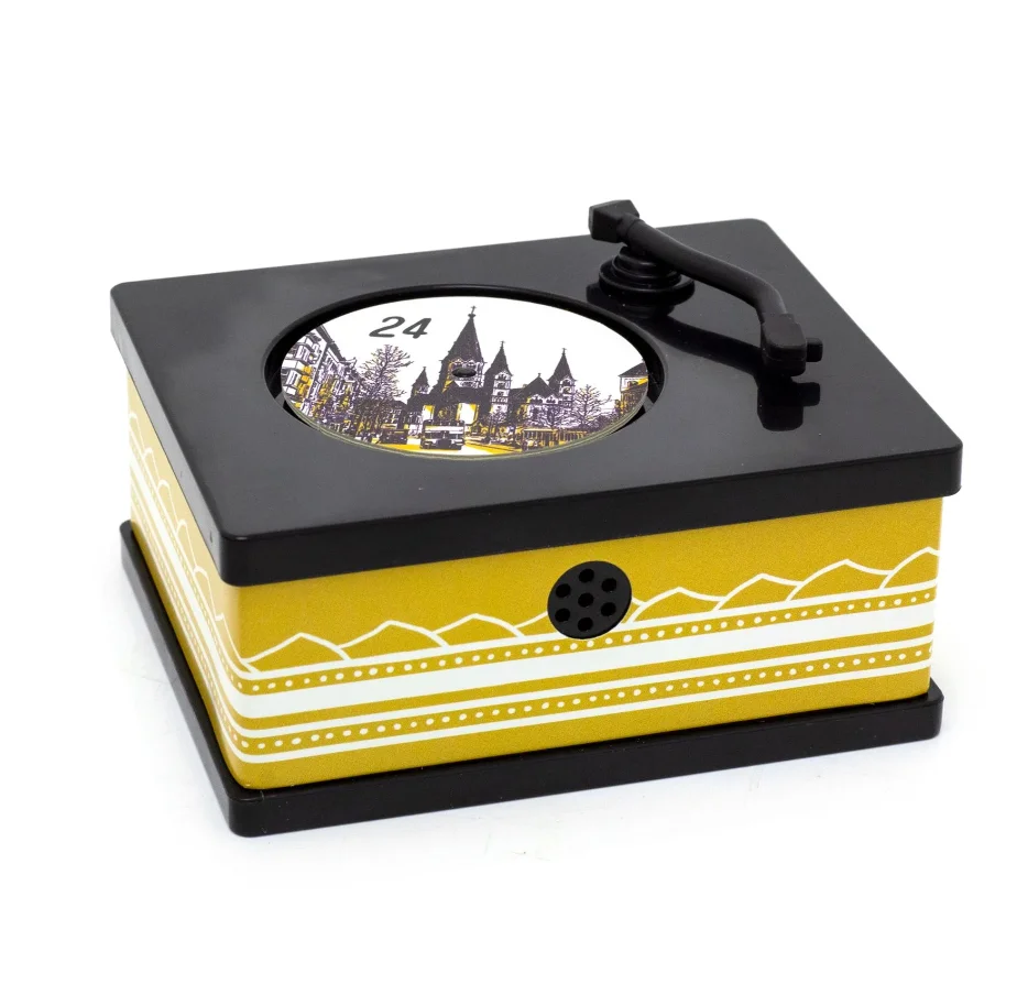 Plastic Jazz Gramophone Christmas Advent Calendar Mini Musical Music Box Toy with 24 Songs