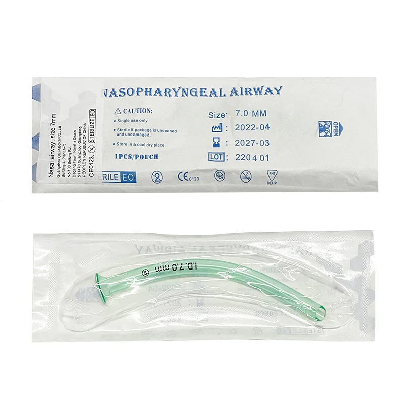 Factory Wholesale 7mm PVC Nasal Catheter Nasopharyngeal Airway Trumpet Type Soft Medical First Aid Kit Supplies